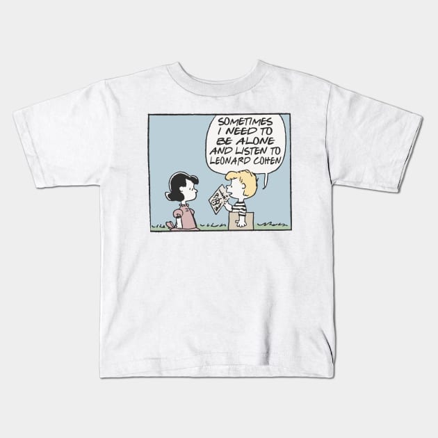 Leonard Cohen / Vinyl Obsessive Comic / Fan Art Design Kids T-Shirt by DankFutura